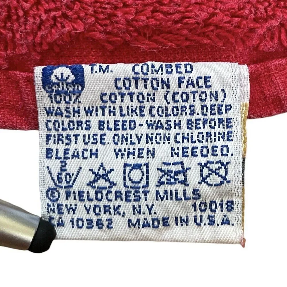 Vintage 1980s Royal Velvet Fieldcrest Red Cotton Bath Towels Set 2 USA 48 x 27